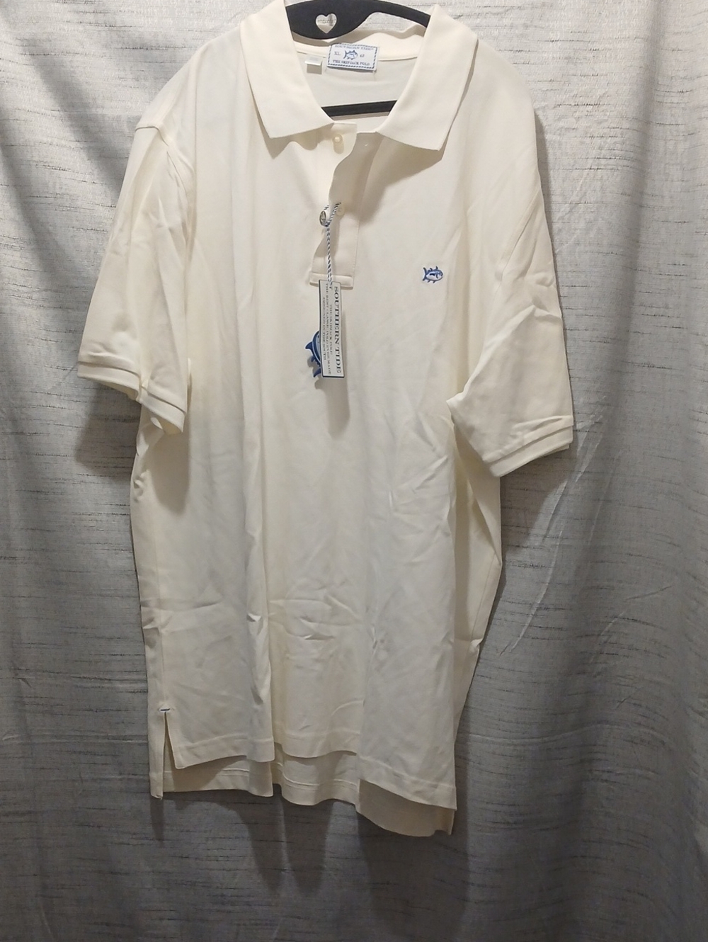 Southern Tide Ivory Polo with Blue Shark Logo Sz XL NWT